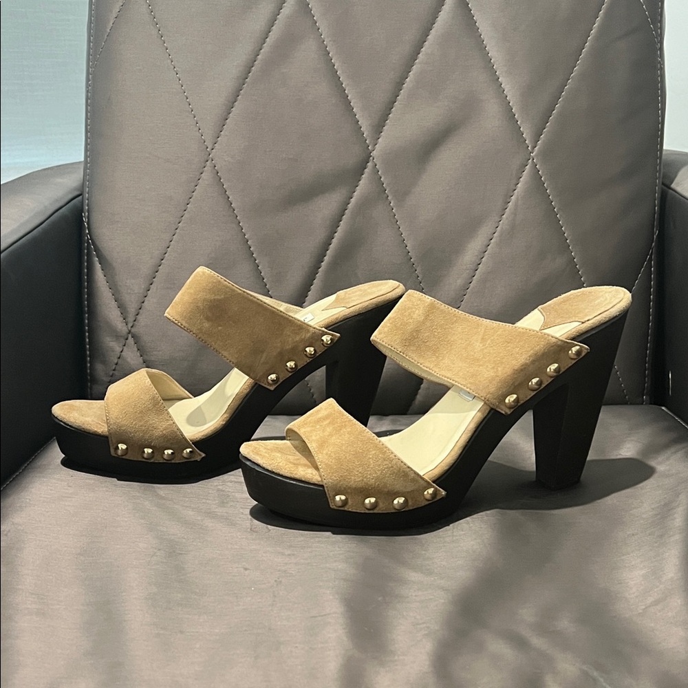 Jimmy Choo Tan Studded Mules